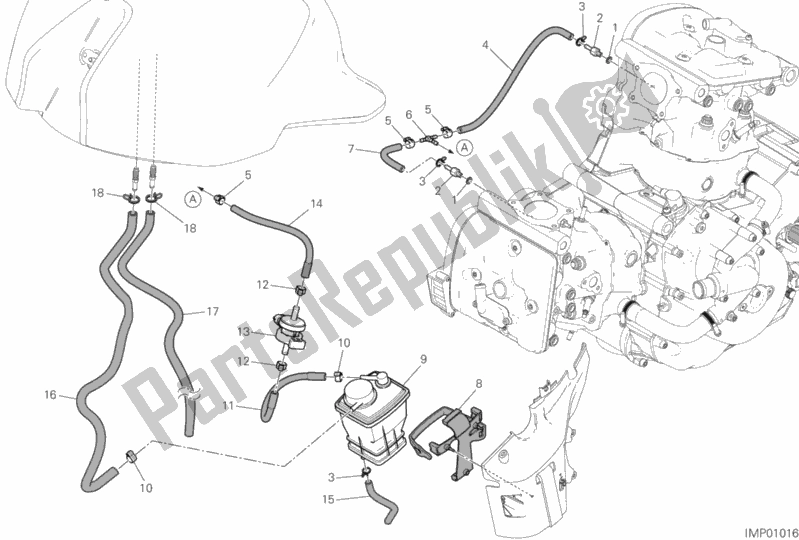 All parts for the Hot Air Pipe Canister of the Ducati Monster 821 Stealth Thailand 2019